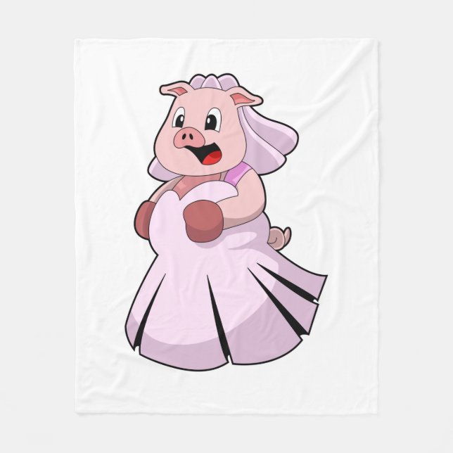 Couverture Polaire Pig as Bride with Wedding dress.PNG (Devant)