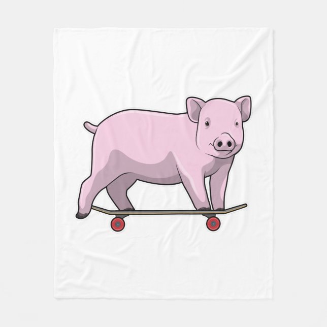 Couverture Polaire Pig as skater avec skate (Devant)