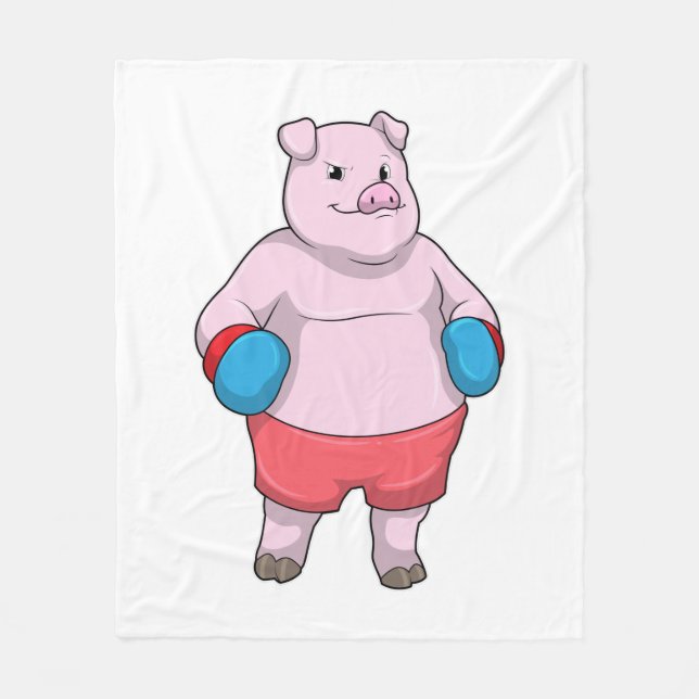 Couverture Polaire Pig at Boxing with Boxing gloves (Devant)