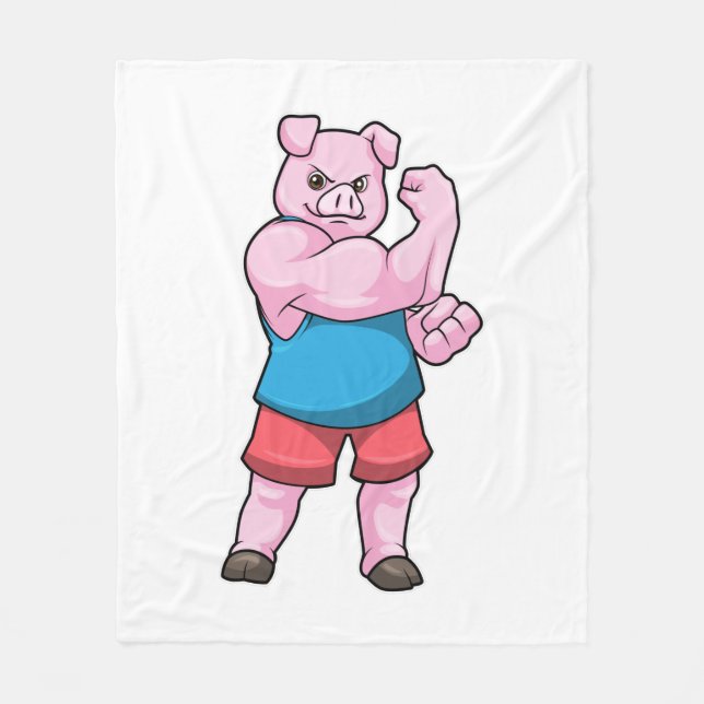 Couverture Polaire Pig comme Bodybuilder avec grand bras Supérieur (Devant)