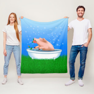 Couverture Polaire Pig prenant bain
