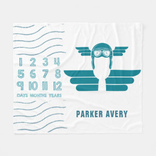 Couverture Polaire Pilote d'avion Baby Milestone
