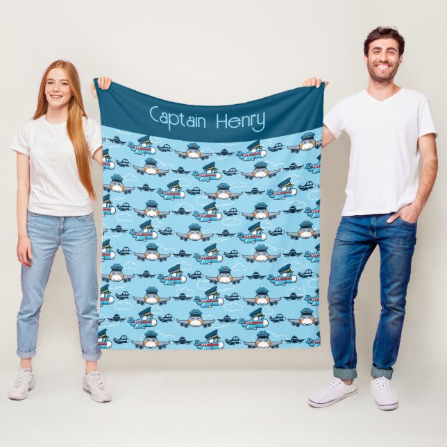 Couverture Polaire Pilote d'avion mignon (En situation)