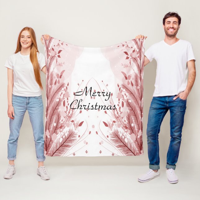 Couverture Polaire Pin de Noël Rouge Décoration Neige Belle (En situation)