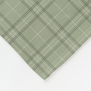 Couverture Polaire Pine Deer Plaid - tartan cabincore vert sauge. 