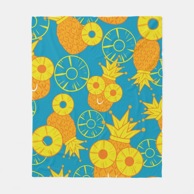 Couverture Polaire Pineapple and pineapple rings. Seamless doodle pat (Devant)