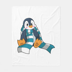 Couverture Polaire Pingouin avec Écharpe