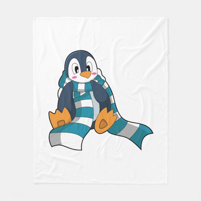 Couverture Polaire Pingouin avec Écharpe (Devant)