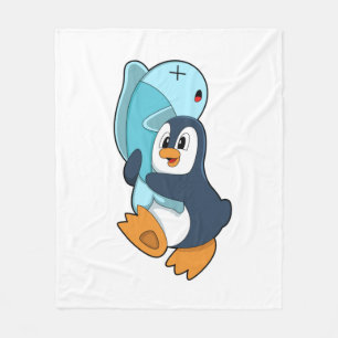 Couverture Polaire Pingouin avec poisson