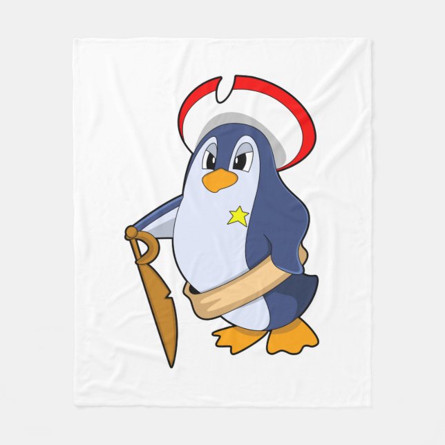 Couverture Polaire Pingouin comme pirate avec Casquette (Devant)