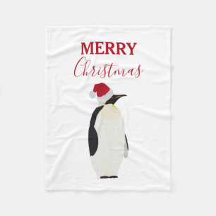Couverture Polaire Pingouin de Noël drôle animal avec chapeau de Père