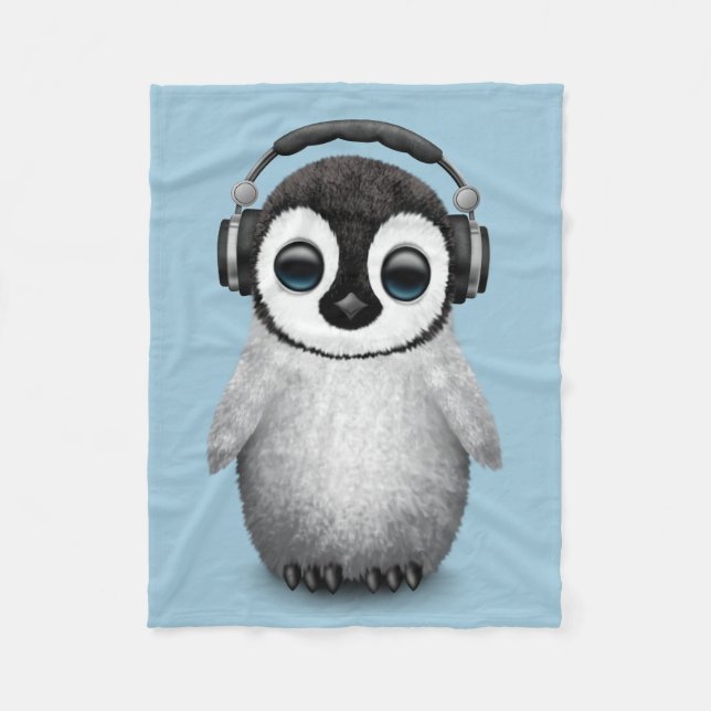 Couverture Polaire Pingouin mignon personnalisable DJ de bébé avec (Devant)