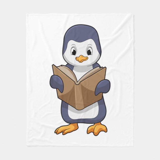 Couverture Polaire Pingouin Nerd avec Livre (Devant)