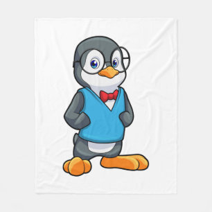 Couverture Polaire Pingouin Nerd avec lunettes