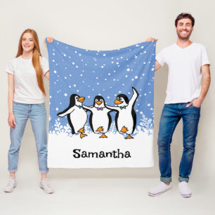 Couverture Polaire Pingouins de danse Design Blanche polaire