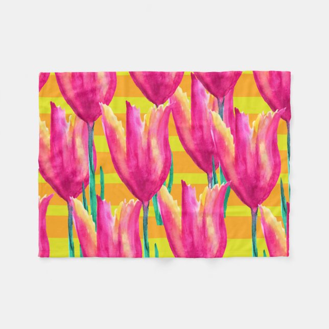 Couverture Polaire Pinik Tulips motif Blanche polaire (Devant (Horizontal))