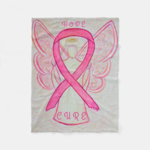 Couverture Polaire Pink Awareness Ribbon Angel Cancer Chemo Blanche