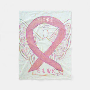 Couverture Polaire Pink Awareness Ribbon Angel Cancer du sein Blanche