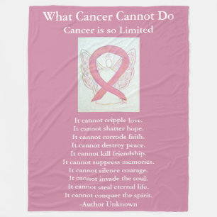 Couverture Polaire Pink Awareness Ruban Cancer Angel Chemo Blanche
