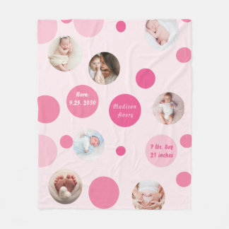 Couverture Polaire Pink Baby Girl Name Date de naissance stat photos