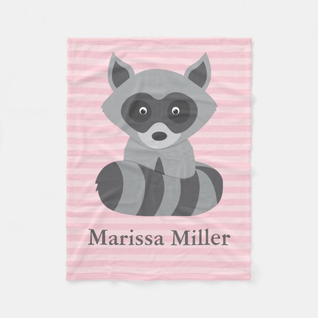Couverture Polaire Pink Baby Raccoon (Devant)