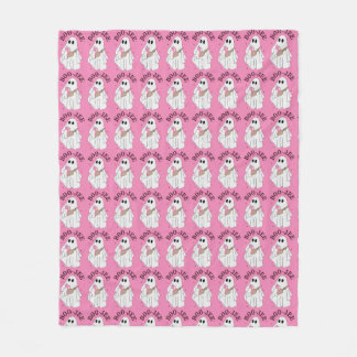 Couverture Polaire Pink Boo Jee Ghost Halloween polaire Blanche