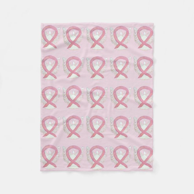 Couverture Polaire Pink Breast Cancer Awareness Ruban Fleece Blanche (Devant)