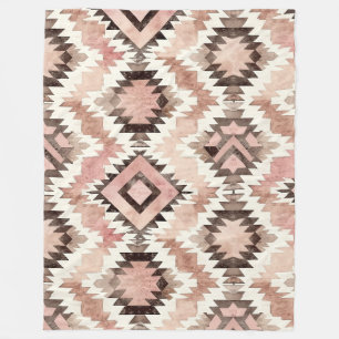 Couverture Polaire Pink Brown Cowgirl Southwestern Tribal
