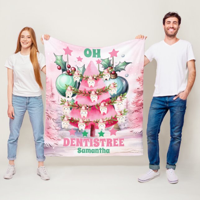 Couverture Polaire Pink Christmas Dentist Joyeux Noël (En situation)