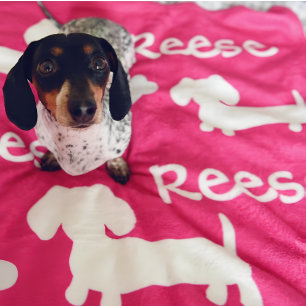 Couverture Polaire Pink Dachshund Wiener Dog Blanket Nom de la Person