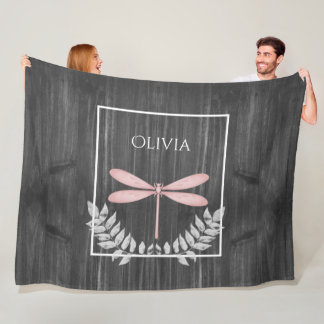 Couverture Polaire Pink Dragonfly Rustic Personnalisé polaire Blanche