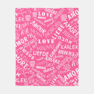 Couverture Polaire Pink Fleece Blanket Love Text Design multilingue