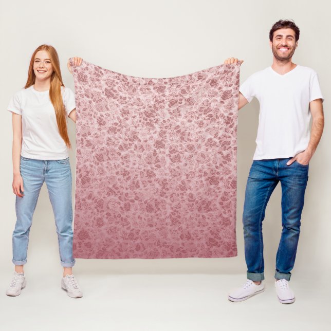 Couverture Polaire Pink flowers degraded (En situation)
