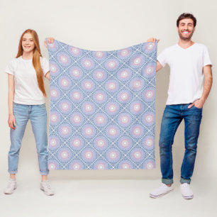 Couverture Polaire Pink géométrique et point de lavande Mandala Diamo