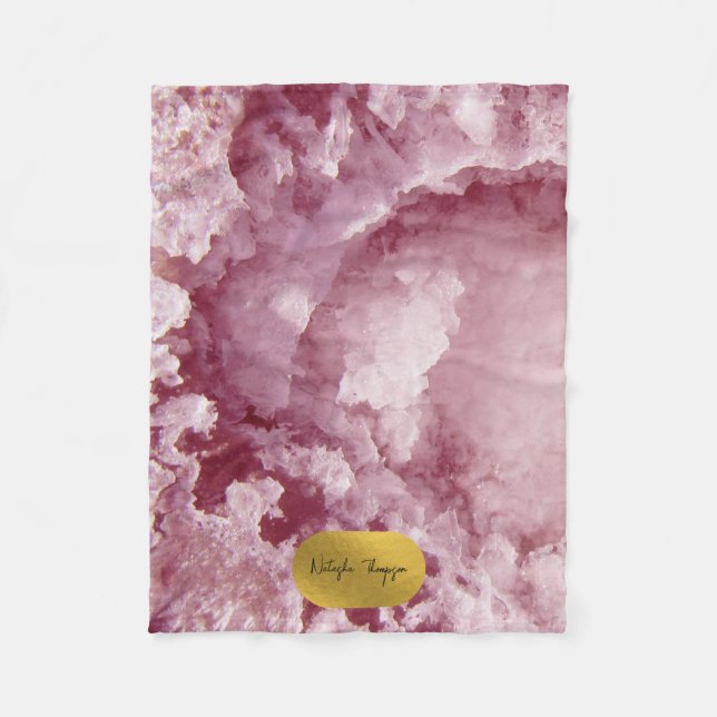 Couverture Polaire Pink Gold Foil Sea Crystals Signature Script (Devant)