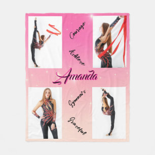 Couverture Polaire Pink Gradient 4 Photo Collage Mots de sagesse