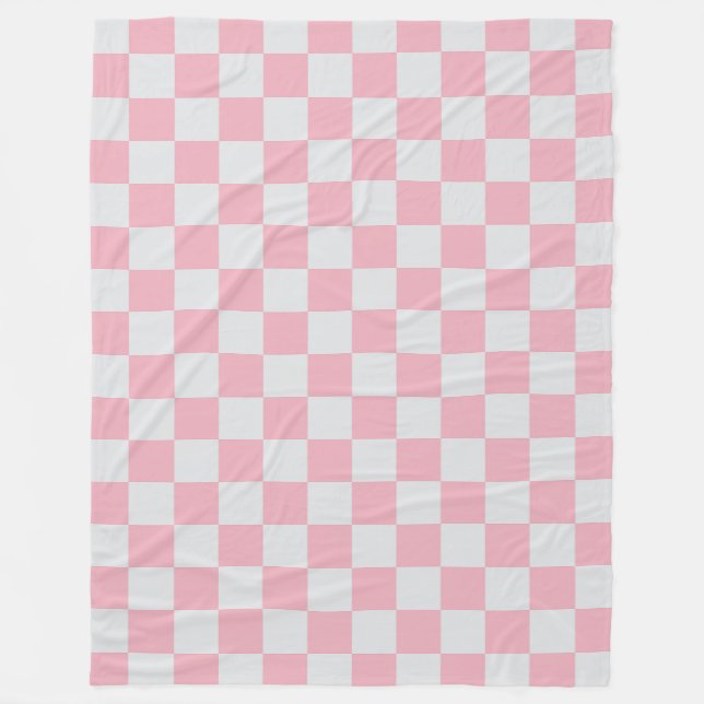 Couverture Polaire Pink + Grey Check À damiers Checkerboard Motif (Devant)