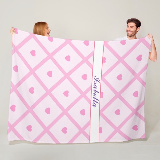 Couverture Polaire Pink Heart Moderne Plaid Collection (En situation)