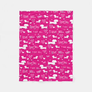 Couverture Polaire Pink I Heart Dachshund Dog Blanket