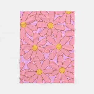 Couverture Polaire Pink Jaune Tropical Floral Botanique Été