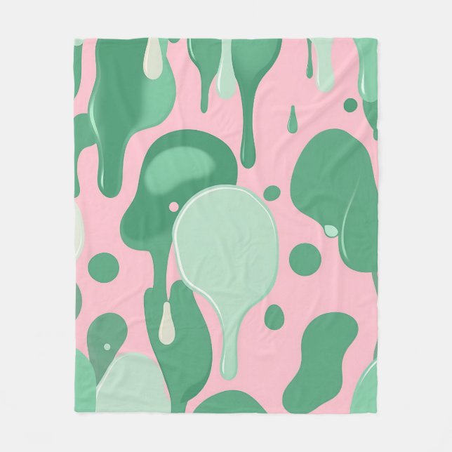 Couverture Polaire Pink Mint Green Melting Drip Pattern Abstract  (Devant)
