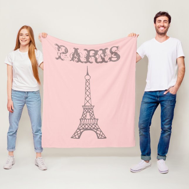 Couverture Polaire Pink Paris Eiffel Tour Blanket Cadeau (En situation)