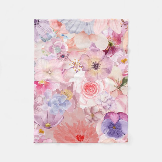 Couverture Polaire Pink & Purple Floral Pattern (Devant)
