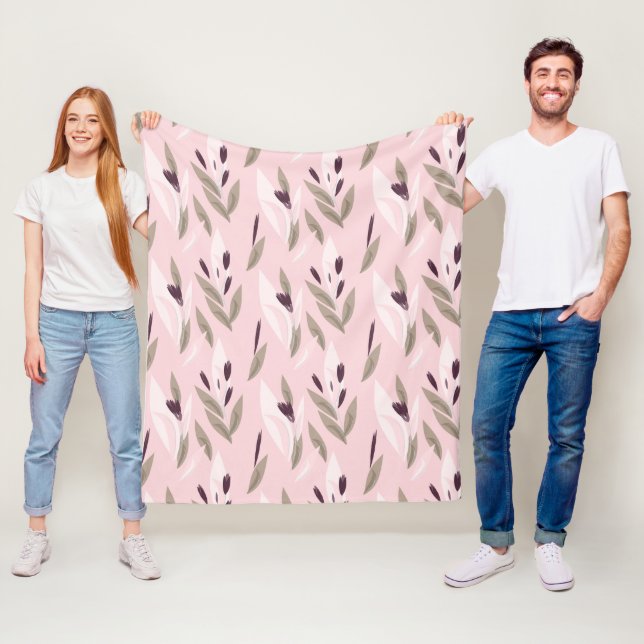 Couverture Polaire Pink purple red retro flower pattern (En situation)