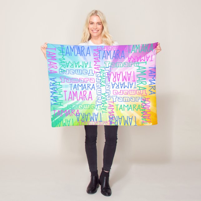 Couverture Polaire Pink Rainbow Girls Cute Personnalisé Nom Personnal (En situation)