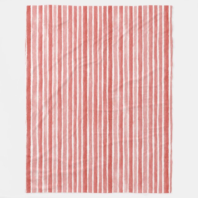 Couverture Polaire Pink Red White Cane Stripes Christmas (Devant)