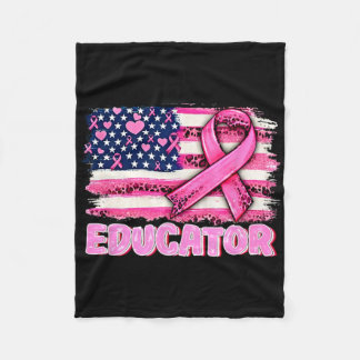 Couverture Polaire Pink Ribbon American Flag Educateur Cancer du sein