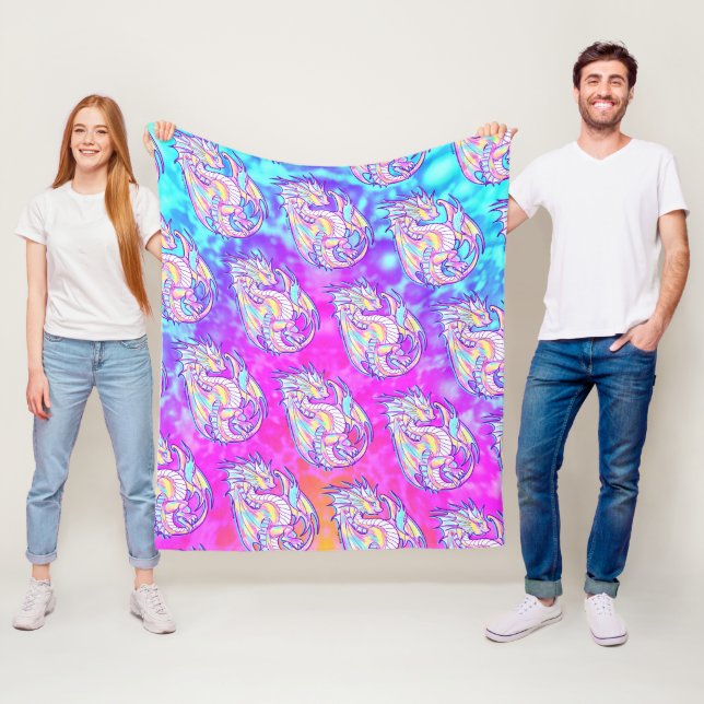 Couverture Polaire Pink Scribble mignonne Girone Dragon Wyvern Inugam (En situation)
