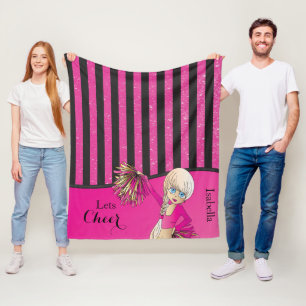 Couverture Polaire Pink Stripes Cheer Cheerleader