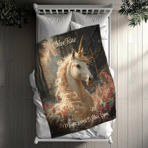 Couverture Polaire Pink Unicorn Winter Castle Fairytale Woodland